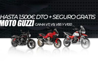 Hasta 1500€ dto. + seguro gratis en modelos moto guzzi